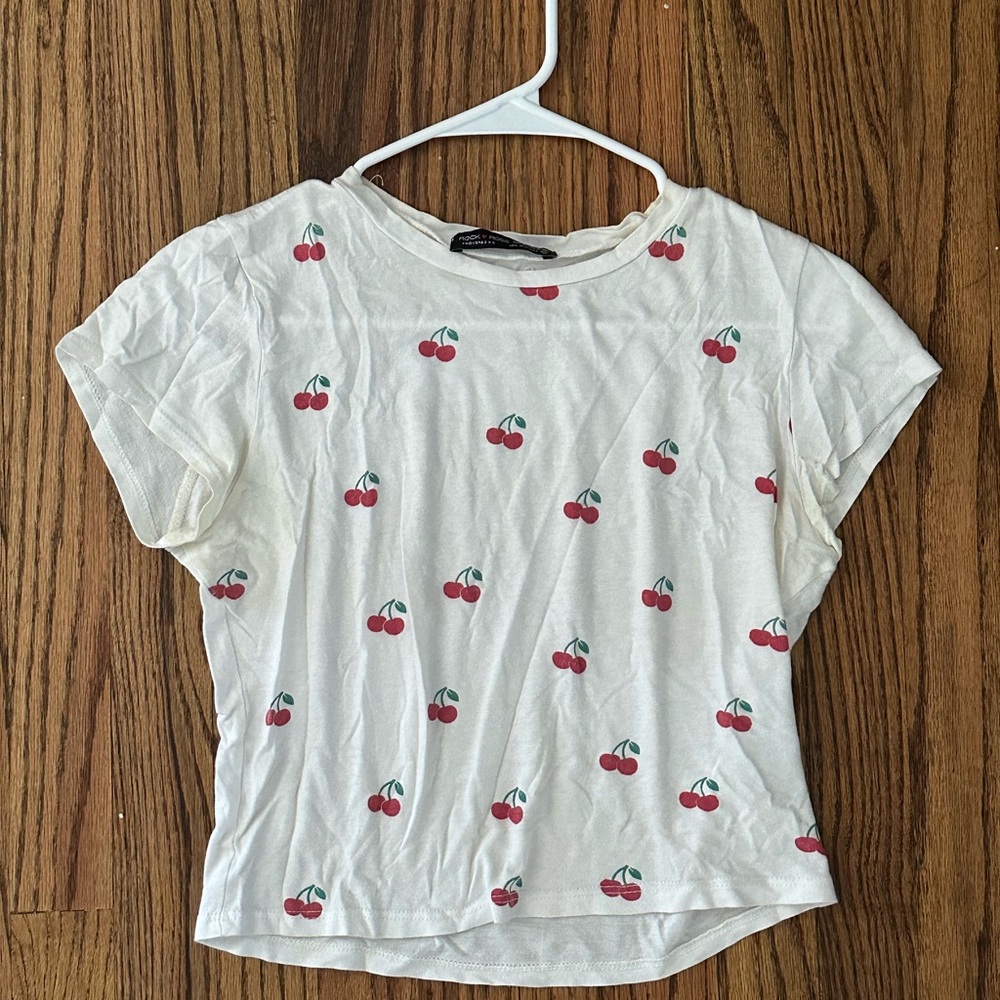 Cherry Print Shirt - White and Red